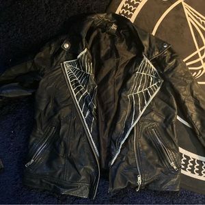 Spiderweb Leather jacket hand painted goth